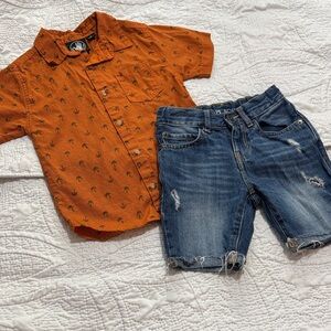 Place Orange Anchor Print Button-Down Shirt